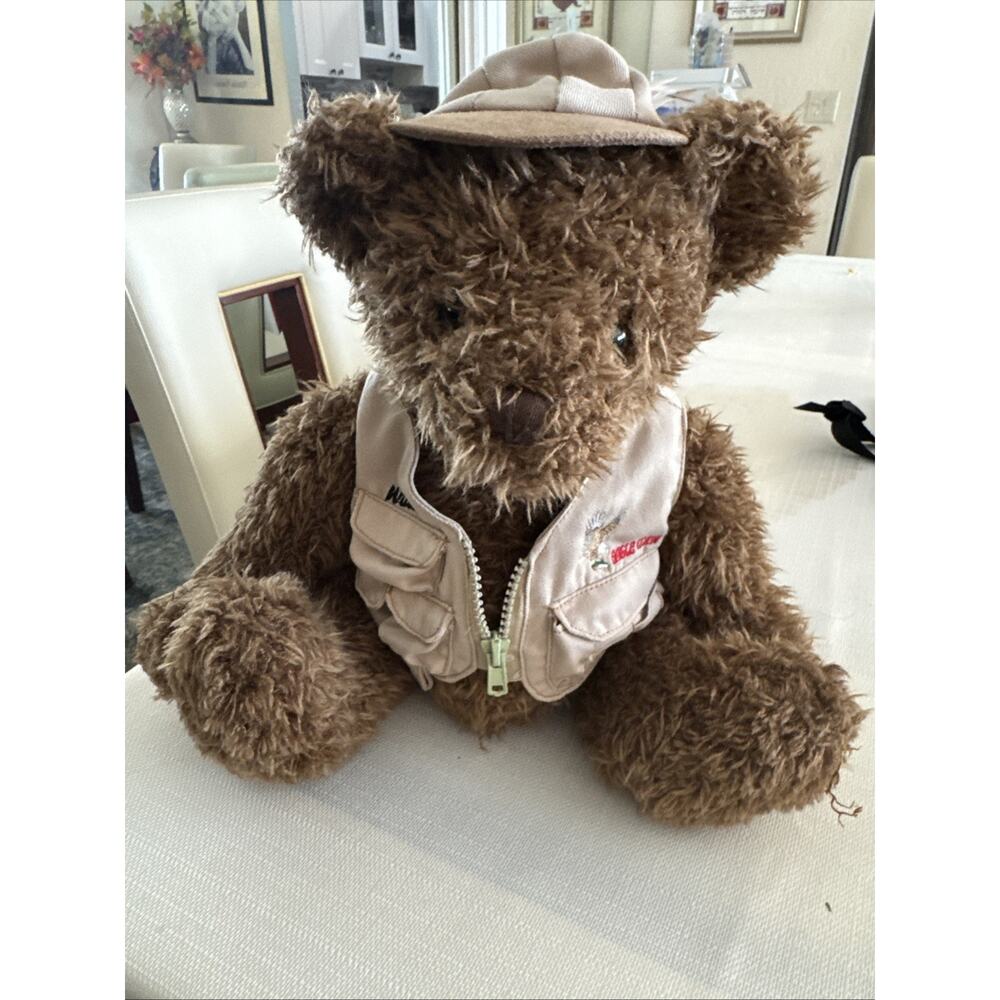 William Fisherman Teddy Bear Eagle Claw Vest Wearing Stuffed Animal Plush